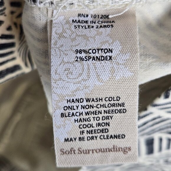 Soft Surroundings Size 4 Black & Cream Patterned Cropped Pants Straight Leg NWT - Picture 14 of 16